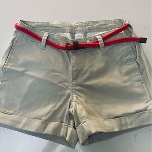 Elle Tan Shorts with Red Belt